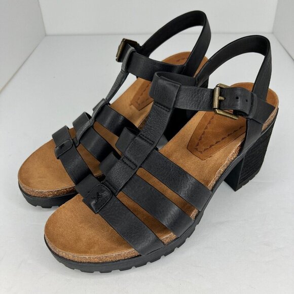 Zodiac Shoes - Zodiac Womens Leena Black Slip On Strappy Buckle Size 8 Block Heel Sandals